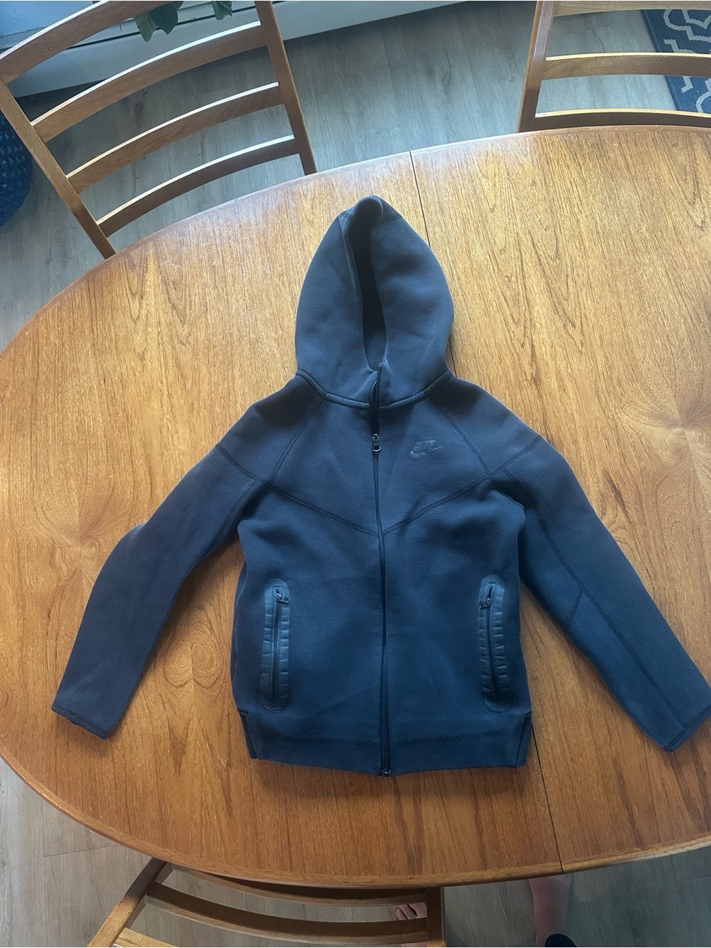 Nike Tech Black Full-Zip Hooded Sweatshirt for Kids
